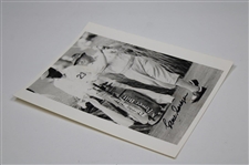 Gene Sarazen Signed Masters Photo Teeing Off w/His Caddy In The Background - Sarazen Collection JSA ALOA