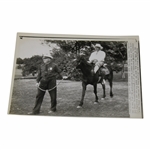 Gene Sarazen 1941 Wire Photo Riding A Horse Back To The Cherry Hills Clubhouse - Sarazen Collection