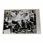 Gene Sarazen & Bruce Coltart 1941 Wire Photo Of Gene Adjusting His Stockings - Sarazen Collection