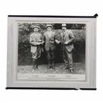 Harry Vardon, Francis Ouimet & Edward Ray 1913 US Open at Brookline Country Club Matted Photo