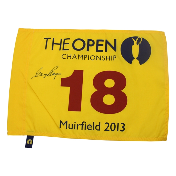Gary Player Signed 2013 The Open Championship at Muirfield Yellow Flag JSA ALOA
