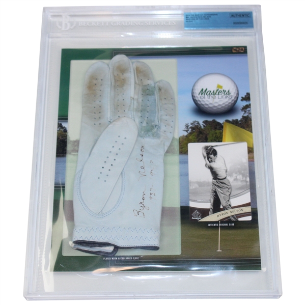 Byron Nelson Signed Masters of The Links Tourney Used Glove Beckett Authentic & JSA Letter #BB65564