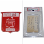 Billy Maxwell’s 1964 Masters Contestants Badge & Signed Index Card PSA COA