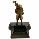 Vintage Gold Wash Caddie Ashtray W/ Green Glass Insert