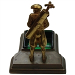 Vintage Gold Wash Caddie Ashtray W/ Green Glass Insert
