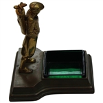 Vintage Gold Wash Caddie Ashtray W/ Green Glass Insert