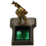 Vintage Gold Wash Caddie Ashtray W/ Green Glass Insert