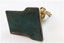Vintage Gold Wash Caddie Ashtray W/ Green Glass Insert