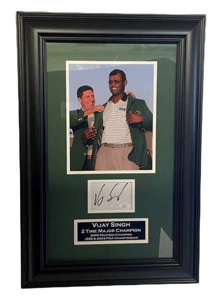 Vijay Singh Signed And Framed Cut Signature With 8x10 Photo, JSA COA