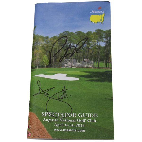 Adam Scott & Patrick Reed Signed 2013 Masters Spectator Guide JSA ALOA