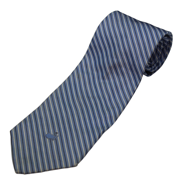 Augusta National Logo Light Blue, Navy & White Striped Tie