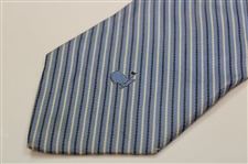 Augusta National Logo Light Blue, Navy & White Striped Tie