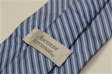 Augusta National Logo Light Blue, Navy & White Striped Tie