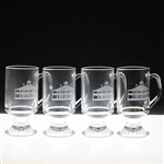 Four (4) Augusta National Golf Club Clubhouse Glass Pedestal Coffee Mugs