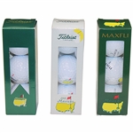 Three (3) Sleeves of 2001 Masters Titleist, Undated & Maxfli Logo Golf Balls