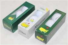 Three (3) Sleeves of 2001 Masters Titleist, Undated & Maxfli Logo Golf Balls