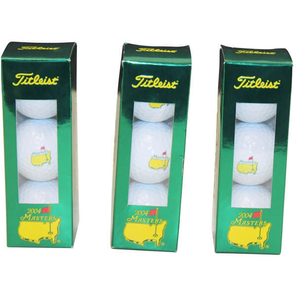 Three (3) Sleeves of 2004 Masters Logo Titleist Golf Balls