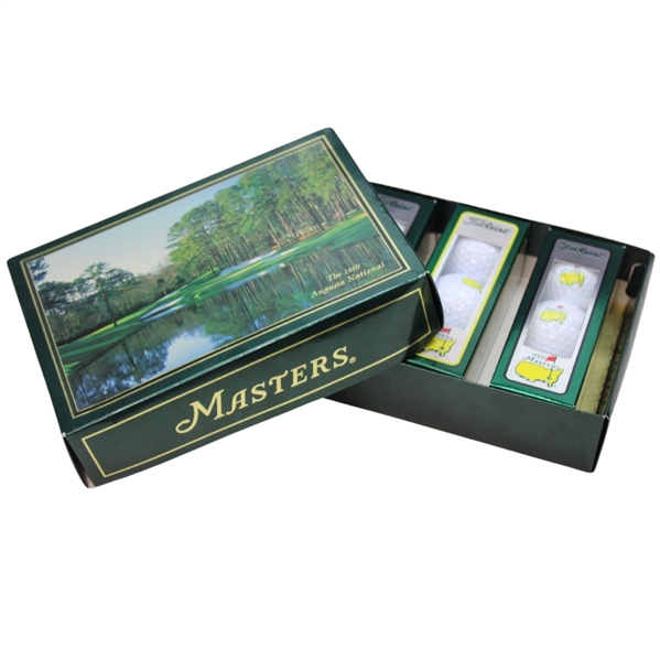 Three (3) Sleeves of 2006 & 2009 Masters Logo Titleist Golf Balls In 16th Hole Box