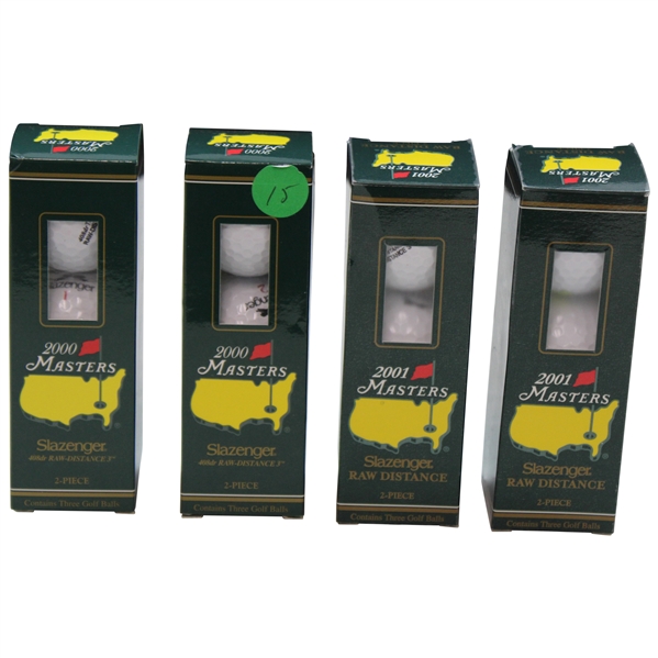 Four (4) Sleeves of 2001 & 2000 Masters Logo Slazenger Golf Balls