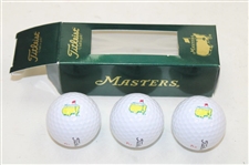 4 Sleeves Of Masters Logo Titleist Golf Balls With Gold Masters Logo On Box