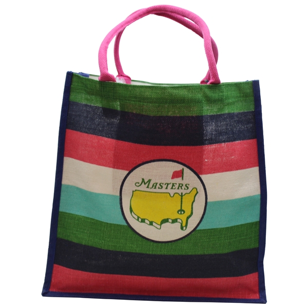 Masters Tournament Logo Striped Canvas Tote Bag