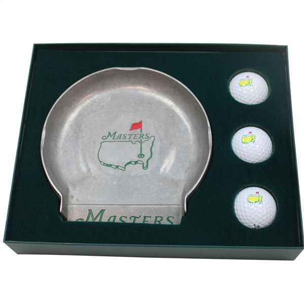 Masters Pewter Cup in Box With Three (3) Masters Logo Golf Balls