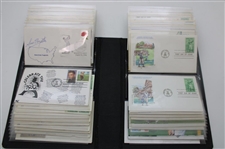 100 First Day Covers w/Some Signed by Charles Coody, Zach Johnson, Nancy Lopez & Others