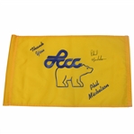 Phil Mickelson Signed Larain County Community College Charity Golden Bear Flag JSA ALOA