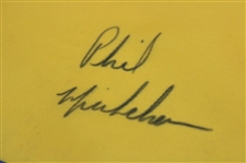 Phil Mickelson Signed Larain County Community College Charity Golden Bear Flag JSA ALOA