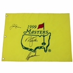 Tiger Woods, Jack Nicklaus & Nick Faldo Signed 1999 Masters Flag - Back to Back Winners! JSA ALOA