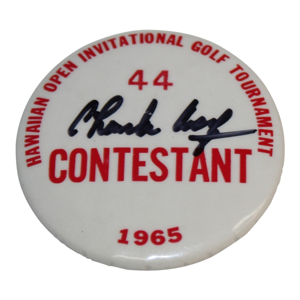 Charles Coody Signed 1965 Hawaiian Open Invitational Tournament Contestant Badge #44 JSA ALOA