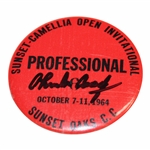 Charles Coody Signed 1964 Sunset-Camellia Open Invitational Contestant Badge JSA ALOA