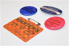 Charles Coody Signed 1971 Masters SERIES Badge #17599 w/Three (3) Coody Contestant Badges JSA ALOA