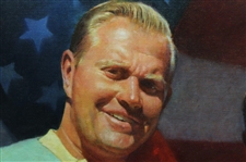 Original Arnold Palmer & Jack Nicklaus Oil Painting w/American Flag Background by Artist Michael Heslop