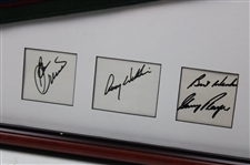 2002 US Senior Open Pennant with Five (5) Champs Signed Cards - Framed JSA ALOA