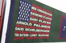 2002 US Senior Open Pennant with Five (5) Champs Signed Cards - Framed JSA ALOA