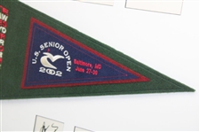 2002 US Senior Open Pennant with Five (5) Champs Signed Cards - Framed JSA ALOA