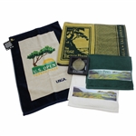 2008 US Open & Three (3) The Lodge at Torrey Pines Towel Plus 2008 US Open Metal Bag Tag