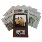 Two (2) Original Tiger Woods Photos w/San Diego Union Tribune 2008 US Open Coverage Newspapers