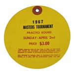 Gay Brewer Signed 1967 Masters Tournament Sunday Ticket #1949 JSA ALOA