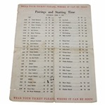 1960 Masters Tournament Saturday Pairing Sheet - Arnold Palmer Winner
