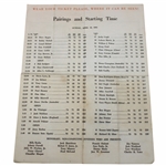 1964 Masters Tournament Sunday Pairing Sheet - Arnold Palmer Winner