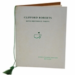 1974 Augusta National Golf Club Clifford Roberts 80th Birthday Party Program - May 10th