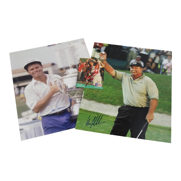 Craig Stadler & Jeff Sluman Signed Photos with Fuzzy Zoeller Signed Card JSA ALOA