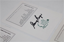 Player, Wall, Faldo, Coody & Goalby Signed Augusta National GC Scorecards JSA ALOA