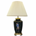 Classic Hand Painted Bobby Jones Tees Off with Crossed Clubs Hunter Green Table Lamp - Works