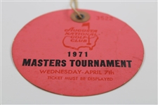 1971 Masters Tournament Wednesday Practice Rd Ticket #3522 - Charles Coody Winner