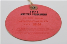 1971 Masters Tournament Wednesday Practice Rd Ticket #3522 - Charles Coody Winner