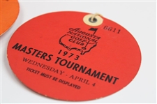 1973 Masters Tournament Monday, Tuesday & Wednesday Practice Rd Tickets - Tommy Aaron Winner