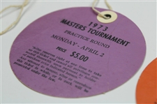 1973 Masters Tournament Monday, Tuesday & Wednesday Practice Rd Tickets - Tommy Aaron Winner